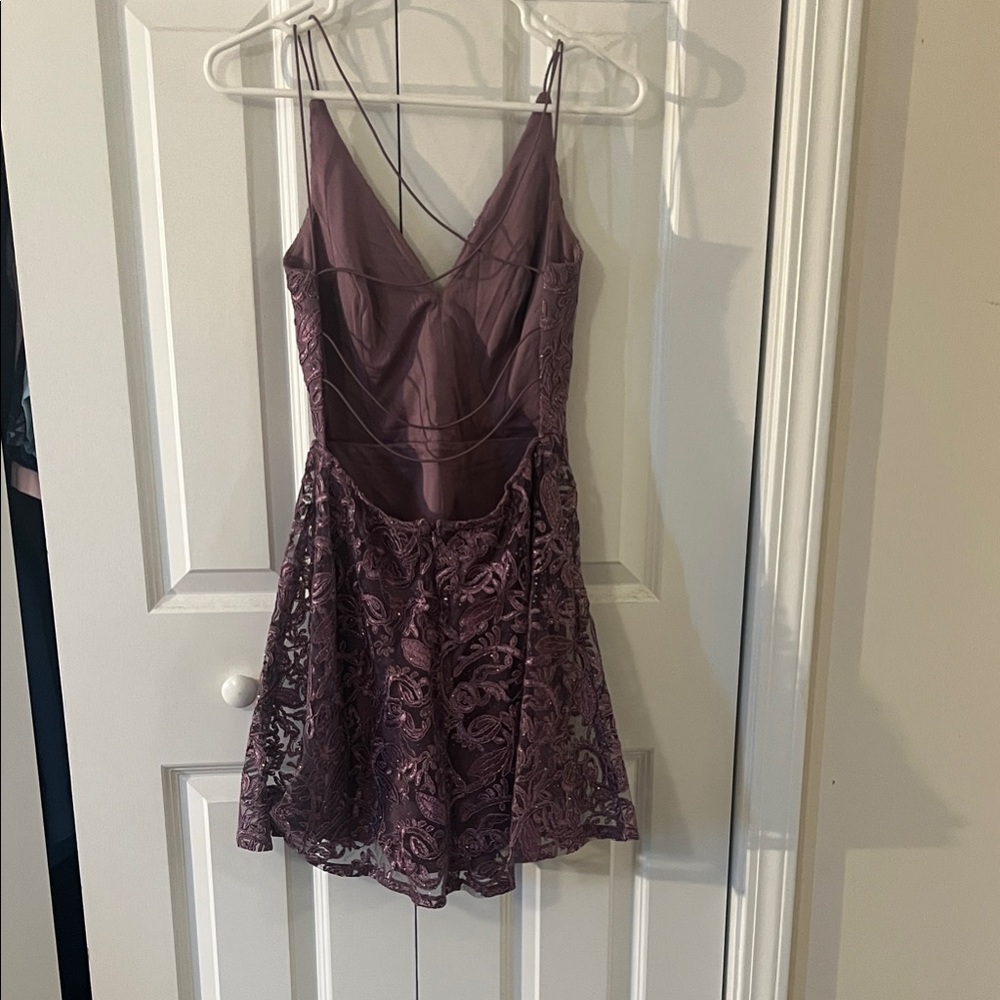 Lulu's Mauve Lace Mini Dress